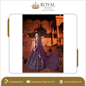 Lehenga Choli-ropa étnica india, ropa para boda y fiesta, trabajo de bordado de secuencia - Product Image 2