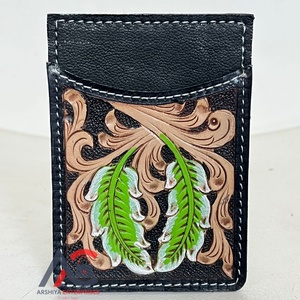 Cartera corta Unisex de diseñador de hoja única con estilo de alta calidad 2025, tarjetero delgado de cuero de vaca con bloqueo RFID - Product Image 1