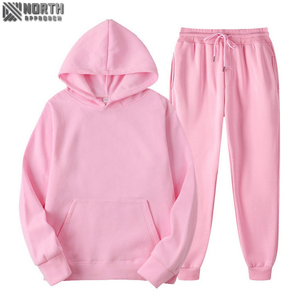 ชุดวอร์มผู้หญิงผ้าฝ้ายคุณภาพสูง ระบายอากาศได้ดี น้ำหนักเบา สำหรับฤดูหนาว แบบ 2 ชิ้น เสื้อฮู้ดดี้และกางเกงจ็อกเกอร์ ไซส์พลัส - Product Image 3