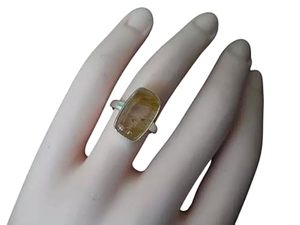 Anillo de mujer, piedra preciosa de rutilo dorado Natural, aniversario, boda, compromiso, Navidad, joyería hecha a mano, anillo de Plata de Ley 925 - Product Image 3