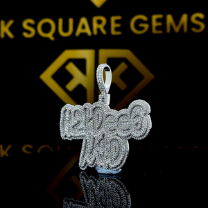 Pendentif personnalisé en argent sterling avec moissanite VVS taille ronde, style hip-hop, design lettre, pour enfants, 2-4 pouces, unisexe - Product Image 4