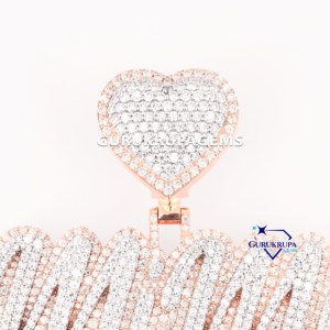 Colgante de nombre de Hip Hop de moda, Diamante cultivado en laboratorio personalizado, colgante de diseño de fianza de corazón helado de Plata de Ley 925 para Unisex - Product Image 2