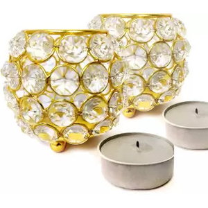 Portavelas votivo de Metal de cristal dorado artesanías Hogar y boda iluminación de mesa decoración vela votiva - Product Image 3