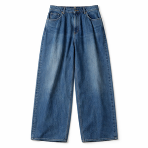 Jean en denim ample 100 % coton pour homme, coupe large, style streetwear oversize, vintage, écologique, délavé foncé pour l'hiver - Product Image 1