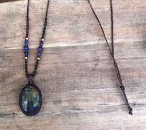 Boho Style Labradorite Collier Réglable Macramé À La Main Pierres Précieuses Bijoux Spirituel Guérison Cadeau - Product Image 5