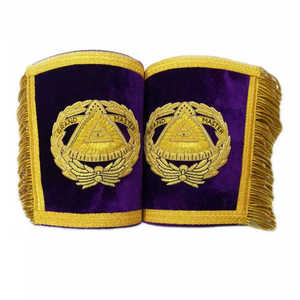 Masonic Grand Masters Puños bordados hechos a medida Blue Lodge Purple Hand Bullion Bordado Lentejuelas Imán Accesorio Fringe - Product Image 3