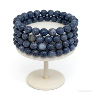 Bracciale in Corallo di Bambù Blu Mare per Donne e Uomini, Pietra Curativa, Perline Mala, Gioielli per Meditazione Spirituale, Stile Boho, Regalo per il Benessere - Product Image 1