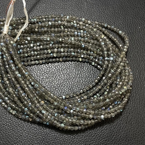 Perles rondes à facettes en labradorite de qualité fine de 4mm en forme d'arc-en-ciel noir perles flash multicolores pour la fabrication de bijoux vente en gros - Product Image 1