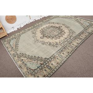 Tapis vintage 6,2x8,9 pieds, grand tapis turc, tapis persan en laine beige brun - Product Image 3