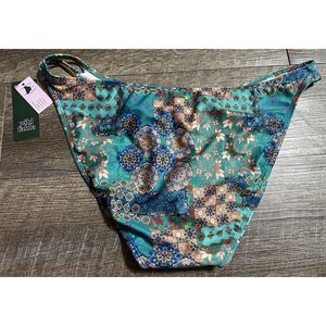 Slip bikini da donna Wild Fable blu a vita alta, design patchwork cheeky con doppio laccetto laterale, taglia XL, 1 pezzo - Product Image 3