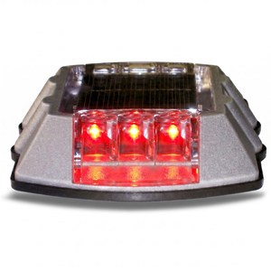 Lot de 10 boutons solaires clignotants rouges en PVC avec réflecteurs blancs pour cônes et marquages routiers d'avertissement - Product Image 1