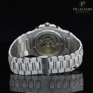 นาฬิกาเพชรสไตล์ฮิปฮอปโมอิสซาไนท์สุดหรูสำหรับผู้ชายดูหรูหราโชว์แบบเต็มรูปแบบเครื่องประดับแร็ปเปอร์ทันสมัย - Product Image 3