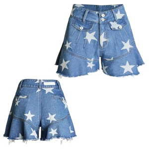 กางเกงยีนส์ขาสั้นเอวสูงทรงสกินนี่ขาดๆ สีน้ำเงิน สไตล์วินเทจ เซ็กซี่ Y2K สำหรับผู้หญิง ใส่สบาย ระบายอากาศได้ดี เป็นมิตรต่อสิ่งแวดล้อม เหมาะกับหน้าร้อน แฟชั่น - Product Image 1