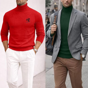 Modern Slim Appearance Stretch Knit Pullover with Comfortable High Collar for <b>Men</b> <b>Turtle</b> <b>Neck</b> Shirt - Product Image 4