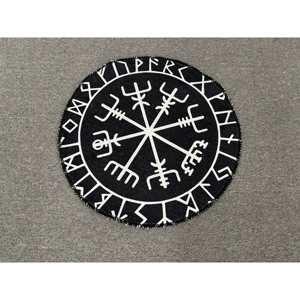 Nordic-Scandinavian Printed <b>Rug</b>: Viking-Inspired Black Modern 3D <b>Chenille</b>,<b>Chenille</b> <b>Rug</b> - Product Image 1