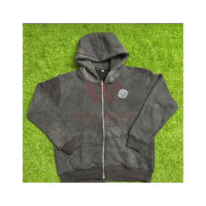 Sudadera con Capucha de Felpa de Algodón para Hombre, Color Negro, con Logotipo Personalizado Bordado, Tinte Liso, Transpirable y Ecológica - Product Image 1
