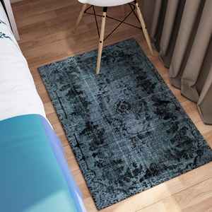 พรมเชนิลล์สีดำลายเหรียญ: ลายเปอร์เซีย พรมพิมพ์ลายสไตล์ชาติพันธุ์ พรมบางแบบไม่ถักทอ - Product Image 5