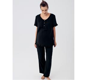Custom Two Piece Set Muslin Home Wear <b>Women's</b> Sleepwear Lounge Wear <b>Summer</b> <b>Women's</b> Spaghetti Strap Cotton <b>Pajama</b> Nightwear Black - Product Image 1