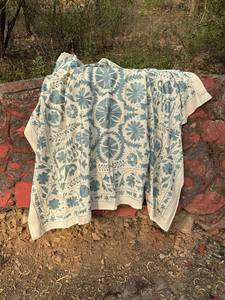 Hand Stitched Suzani <b>Quilt</b> Blanket – Bohemian Embroidered Bedding, Decorative Bed <b>Throw</b>, Artisan Made Home Décor Piece - Product Image 1