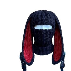 Nouveauté transfrontalière 2026 : Bonnet à oreilles de lapin, Bonnet à un trou, Cagoule tricotée à la main, Bonnet parent-enfant - Product Image 2