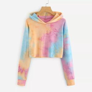 Otoño primavera alta calidad tejido e impreso mujeres sudaderas con capucha prendas de vestir personalizado Crop Top Sudadera con capucha Unisex - Product Image 5