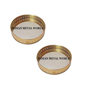 Ensemble de 2 plateaux de service ronds en métal de qualité supérieure, grande taille, pour la maison et le Restaurant - Product Image 3