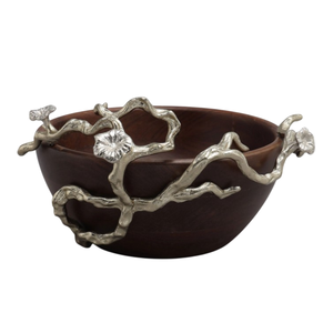 Tazón de madera con acabado de nogal moderno, diseño Floral ecológico, ensalada o decoración para fiesta de boda, frutero seco pulido - Product Image 5