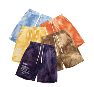 Venta al por mayor de alta calidad de la pantalla impresa personalizada de los hombres Vintage lavado ácido pantalones cortos de sudor Set para hombres - Product Image 1