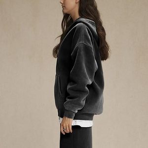 Mode Acid Wash Zip Up Hoodies Hommes Marque Personnalisée Surdimensionné Streetwear Sweats À Capuche Haute Qualité OEM Commande En Gros - Product Image 6