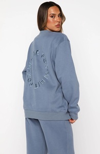 Ensemble de survêtement long en deux pièces surdimensionné pour femmes, uni, brodé, pour l'hiver - Product Image 4