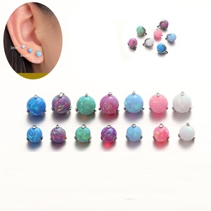 Joyería de Titanio ASTM F 136 para Piercing, Bola de Ópalo, Piercing Labret, Rosca Interna, Pendientes con Parte Trasera Plana, Titanio de Grado Implante - Product Image 1