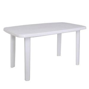 Tavolo da esterno ovale bianco con foro per ombrellone 6 posti a sedere mobili da giardino 137x85x72 cm - Product Image 1