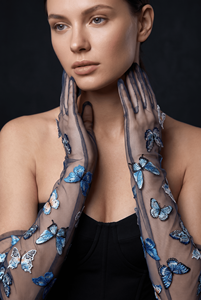 Écharpe châle en tulle tissé avec broderie florale papillon, légère, pour le printemps et l'été, pour filles et femmes - Product Image 4