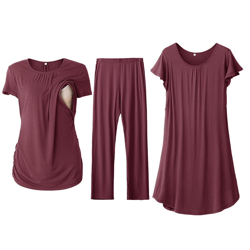 3PCS Maternity Clothes Set Nursing Dress