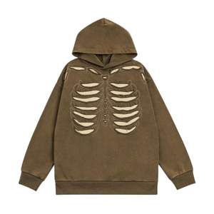 เสื้อมีฮู้ดผ้าซักลายกรดสำหรับผู้ชายเสื้อมีฮู้ดโอเวอร์ไซส์ลายสตรีทแวร์น้ำหนักเบา - Product Image 3