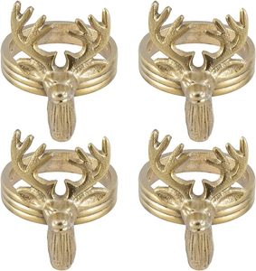 Ronds de serviette en laiton, anneau de renne décoratif en fonte d'aluminium de couleur laiton pour serviettes de table, porte-serviettes en tissu en forme d'élan - Product Image 3