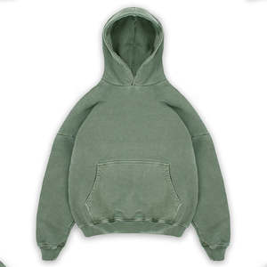 Sudadera con Capucha Verde Oliva con Estampado Tejido, Sudadera Holgada de Otoño con Bolsillo Delantero, Corte Regular, Estilo Casual Urbano - Product Image 6