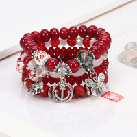 Perhiasan Fashion Bohemian Gelang Manik-Manik Hewan untuk Wanita, Gelang Liontin Kupu-Kupu Warna-Warni, Gajah, dan Jangkar untuk Anak-Anak