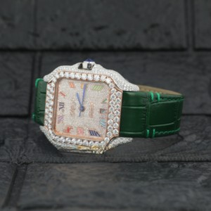 นาฬิกาข้อมือเชิงกลคุณภาพสูงหน้าปัดสีเย็นครึ่งนิ้ว VVS Moissanite นาฬิกาเพชรทันสมัยพร้อมปฏิทินสายสแตนเลส - Product Image 5