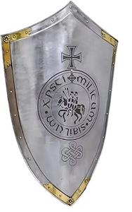 Bouclier de croisé artisanal en acier poli avec motif gravé Calvin pour la décoration intérieure, Pâques et fêtes d'anniversaire - Product Image 6