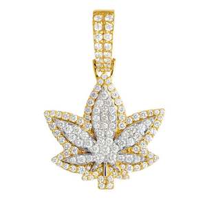 Colgante de Hoja Personalizado con Acabado en Oro Rosa de 14K, Corte Princesa, Moissanita, Estilo Hip Hop, Colgante de Diamantes para Hombre y Mujer - Product Image 1