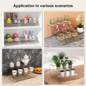 Espositore da banco trasparente in acrilico/PS <span class=keywords><strong>per</strong></span> profumi, <span class=keywords><strong>torte</strong></span>, alimenti, giocattoli, a 2/3 livelli, con gradino rialzato <span class=keywords><strong>per</strong></span> scarpe in acrilico trasparente - Product Image 2