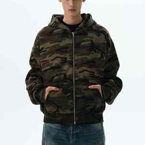 Sudadera con Capucha Personalizada para Hombre, Impresión DTG, 420 GSM, Poliéster French Terry, Cierre de Cremallera, Camuflaje, Lavado Ácido, Estilo Desgastado - Product Image 2