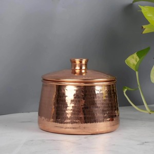 Recipiente de Almacenamiento de Alimentos Tradicional de Diseño Martillado Hecho de Cobre para Cocina, Hogar, Hotel, Camping, etc. - Product Image 1
