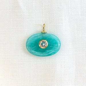 Collar con Colgante Ovalado de Amazonita Hecho a Mano para Mujer, Joyería de Piedras Preciosas Naturales al por Mayor, Piedras Sueltas, Colgantes Chapados en Oro - Product Image 4