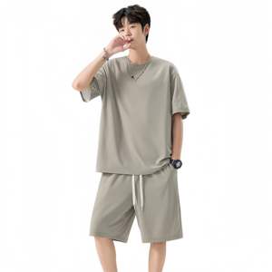 Conjunto de camiseta de manga corta de verano para hombre, pañuelo de alta calidad, multifuncional, colores sólidos, informal, transpirable - Product Image 5