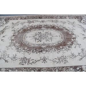 Alfombra Turca, Alfombra Vintage Grande de 5.9x10.1 pies, Alfombra Floral Marrón y Blanca - Product Image 5