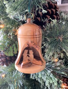 Ornements de Noël en cloche en bois, ornement de la Nativité en bois d'olivier de la Terre Sainte, ornements de scène de la Nativité pour arbre de Noël - Product Image 2