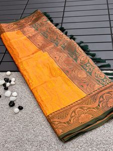 Kanjivaram Soie Saree Avec Cuivre Zari Travail Au Prix De Gros Designer Fantaisie indienne Outfit Élégant Meilleur Tissu Vêtements Ethniques - Product Image 5