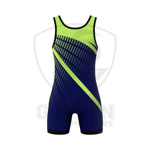 Golden Players Moda Marca Sublimado Color azul/rojo Lucha libre Singlets Logotipo personalizado OEM Impresión Lucha libre Singlets - Product Image 3